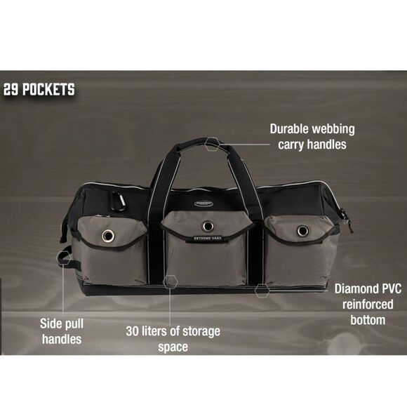 Original Bucket Boss Brand Extreme Big Daddy Tool Bag, Gray & Black, NWT - Picture 6 of 16